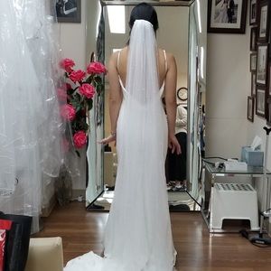 Cathedral length pearl veil